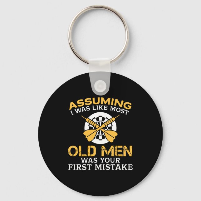 Funny Old Men Who Loves Darting  Key Ring (Front)