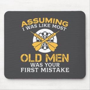 Funny Old Men Who Loves Darting  Mouse Mat