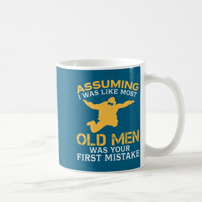 Funny Old Men Who Loves Skydiving  Coffee Mug (Right)