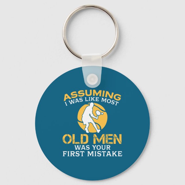 Funny Old Men Who Loves Tennis  Key Ring (Front)