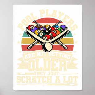 Funny Old Men Women 8 Ball Billiards Pool Player Poster