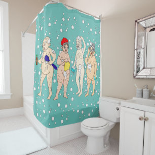 Funny Old People Covered in Bubbles Shower Curtain