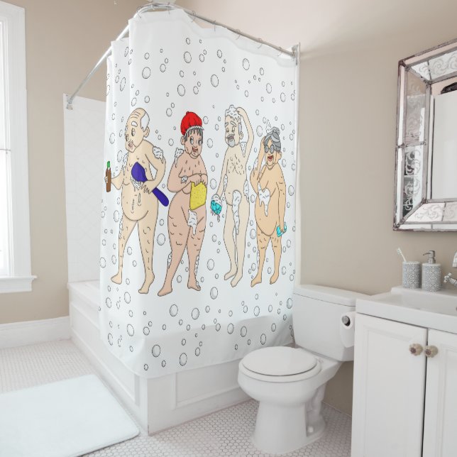 Funny Old People Covered in Bubbles   Shower Curtain (In Situ)