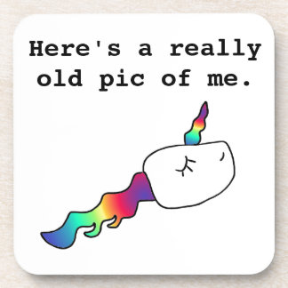 Funny Old Pic of Me Rainbow Unicorn Sperm Gift Coaster