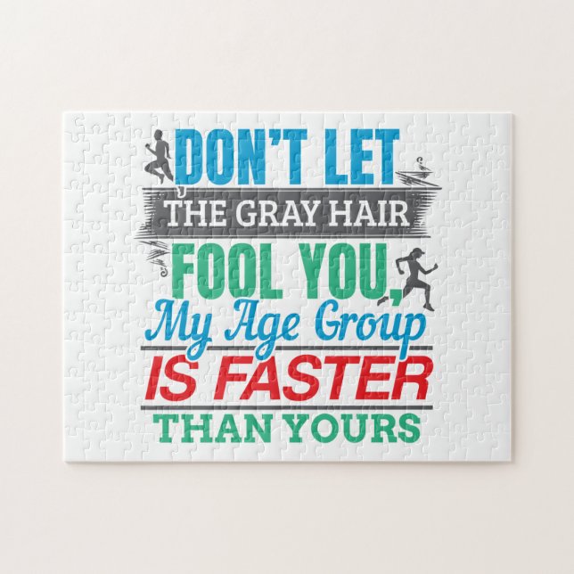 Funny Old Runner - Faster Age Group Running Jigsaw Puzzle (Horizontal)