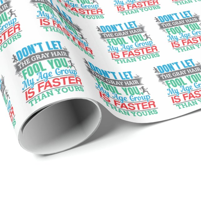 Funny Old Runner - Faster Age Group Running Wrapping Paper (Roll Corner)