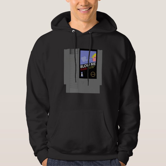 Funny Old School 80s Retro 8-Bit Video Game Cartri Hoodie (Front)