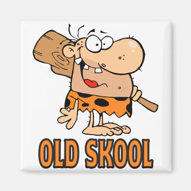 funny old school skool caveman cartoon magnet (Front)