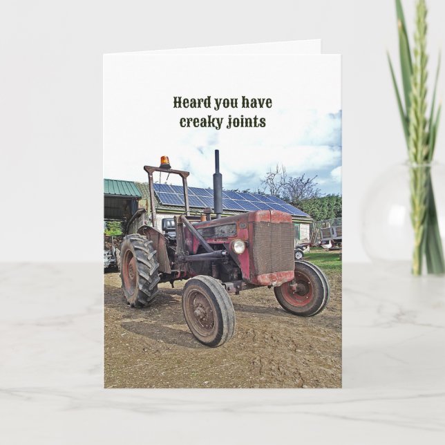 Funny Old Tractor Farmer Get Well Hip Knee Surgery Card (Front)