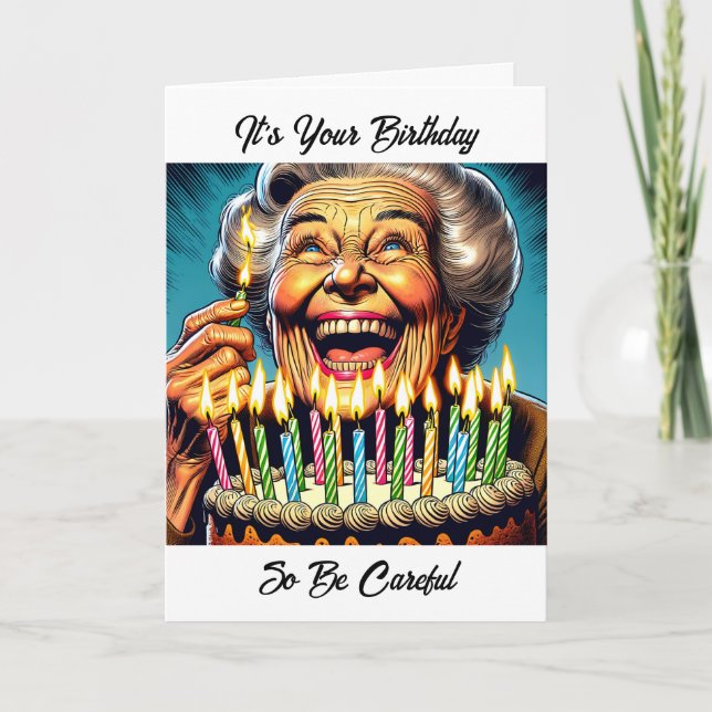 Funny Old Woman Birthday Humour Card (Front)