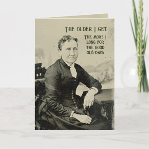 Funny Old Woman Portrait for Seniors Birthday Card
