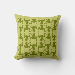 Funny Olive Green Dancing Kokopelli Cushion
