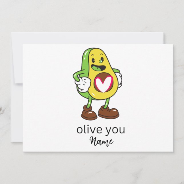 Funny Olive You Humour Add Name Customisable gift  Announcement (Front)