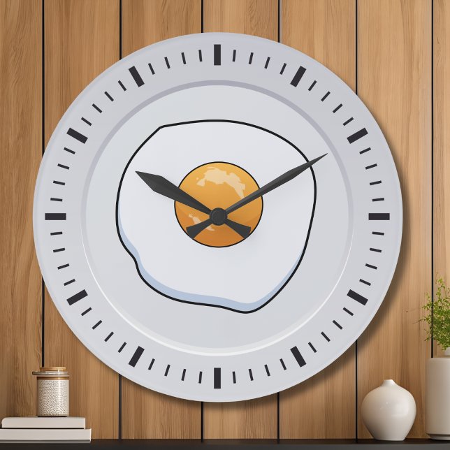 Funny Omelette Breakfast - kitchen decor  Large Clock (Creator Uploaded)