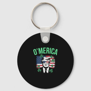 Funny O'merica American Flag Donald Trump St Patri Key Ring