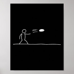 Funny One Line Art Disc Golf Player Sket Golfer Go Poster