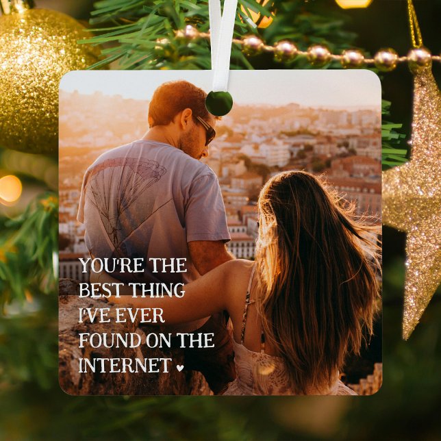 Funny Online Dating Couple 2 Photo Metal Tree Decoration (Creator Uploaded)