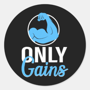 Funny Only Gains Gym Workout Bodybuilding Weightli Classic Round Sticker