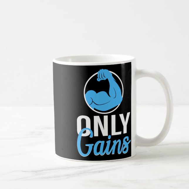 Funny Only Gains Gym Workout Bodybuilding Weightli Coffee Mug (Right)