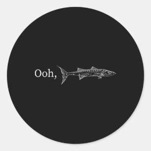 Funny Ooh Barracuda Fishing Gift For Music And Roc Classic Round Sticker