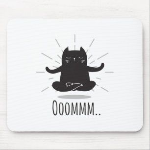 Funny Oomm Yoga Poses Cat Buddha Flower Symbol Men Mouse Mat
