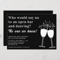 Funny Open Bar Dancing Casual Wedding Invitation