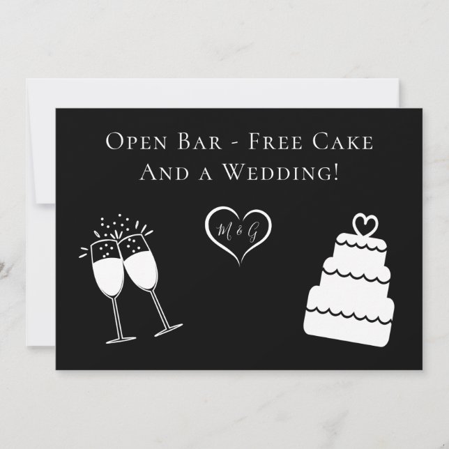 Funny Open Bar Free Cake and Wedding Save The Date (Front)