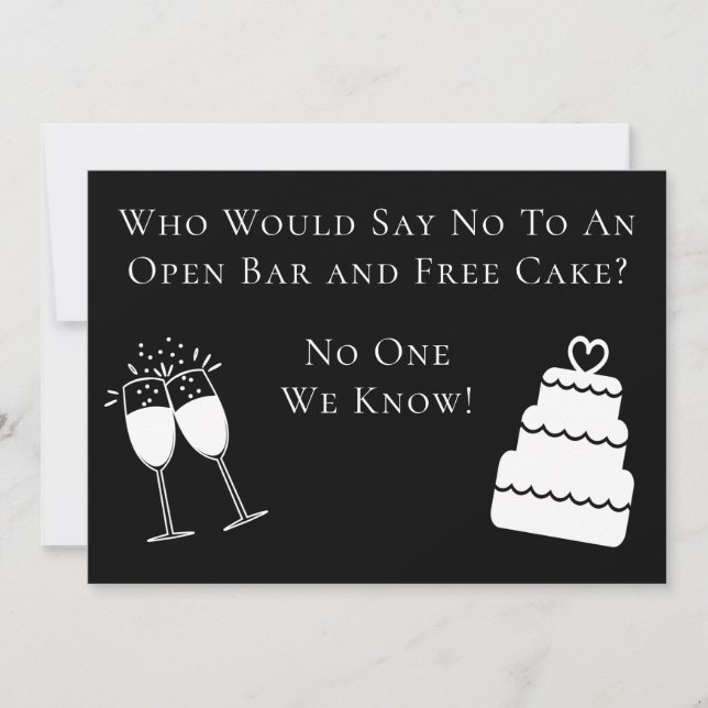 Funny Open Bar Free Cake Wedding Save The Date (Front)