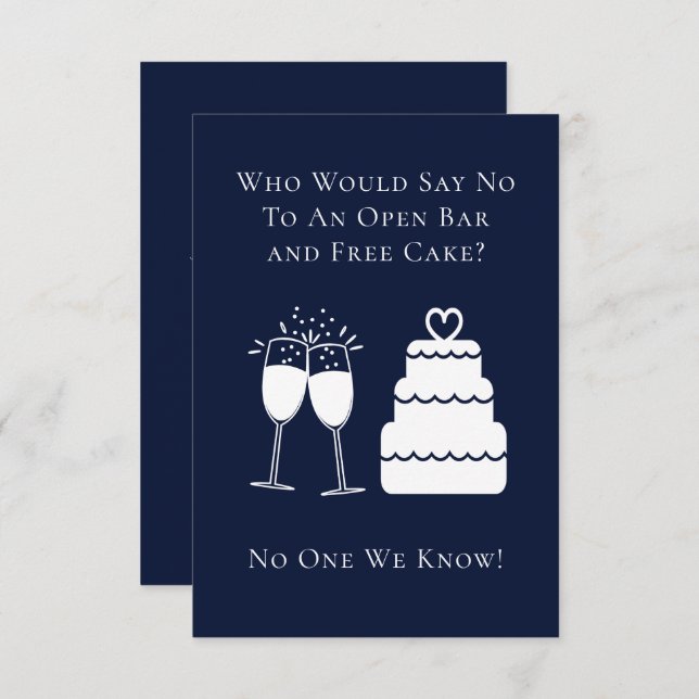 Funny Open Bar Free Cake Wedding Save The Date (Front/Back)