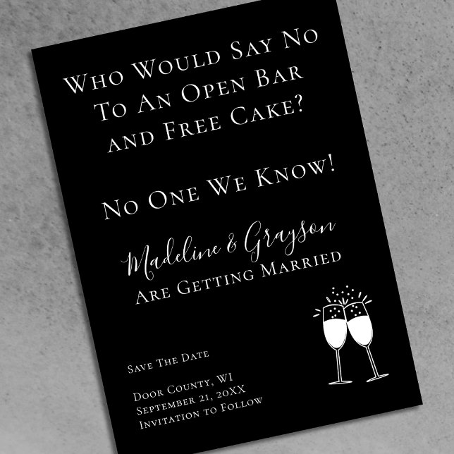 Funny Open Bar Free Cake Wedding Save The Date (Creator Uploaded)