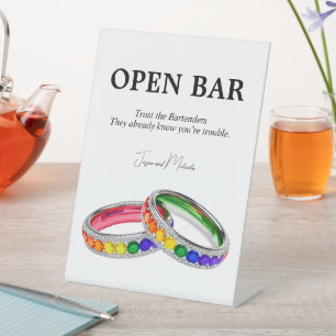🌈 Funny Open bar sign Intertwined in Pride