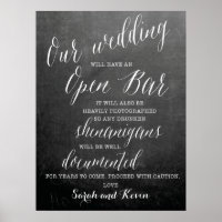 Funny Open Bar Wedding sign | Personalised names