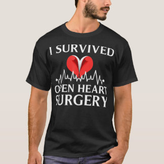 Funny Open Heart Surgery Gift Men Cool Survived He T-Shirt