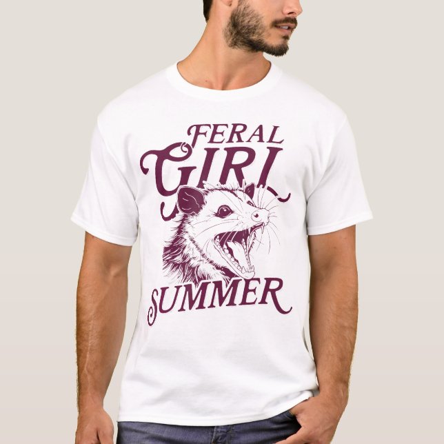 Funny Opossum Feral Girl Summer T-Shirt (Front)