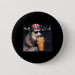 Funny Opossum Iced Coffee Meme Retro Urban Gen Z 6 Cm Round Badge