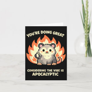 Funny opossum kawaii mental health apocalyptic vib card