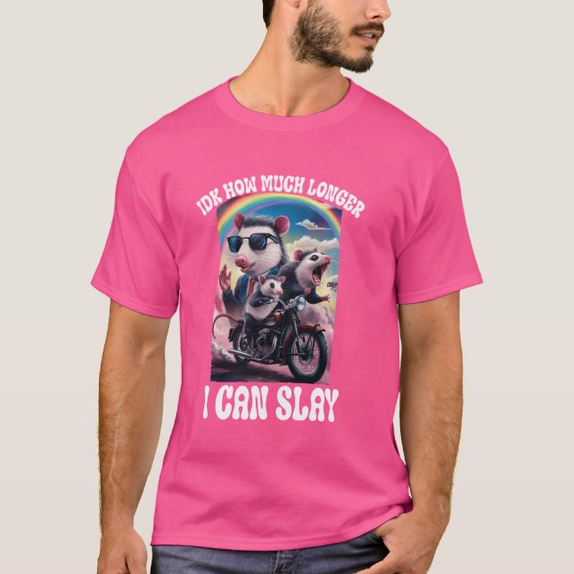 Funny Opossum Meme Idk How Much Longer I Can Slay  T-Shirt (Front)