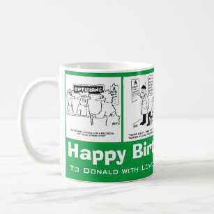 Funny Optician Optometrist Cartoons on a Birthday Coffee Mug