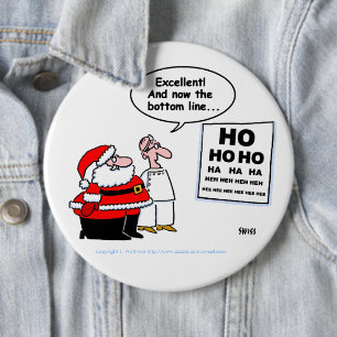Funny Optometrist and Santa Cartoon Christmas 6 Cm Round Badge
