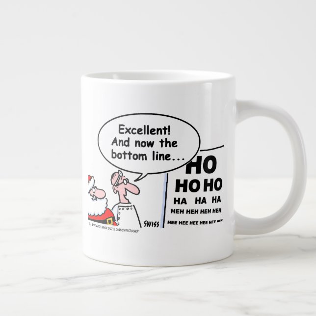 Funny Optometrist Christmas Santa Cartoon Large Coffee Mug (Right)