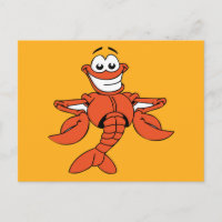 Funny ORANGE CARTOON LOBSTER smiling happy fun Pos