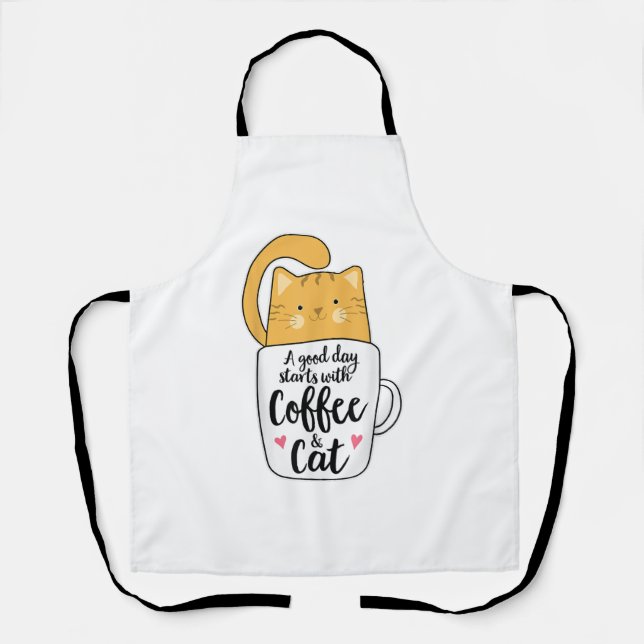 Funny Orange Cat Coffee Mug Cat Lover  Apron (Front)