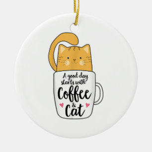Funny Orange Cat Coffee Mug Cat Lover Ceramic Tree Decoration