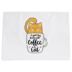 Funny Orange Cat Coffee Mug Cat Lover Large Gift Bag