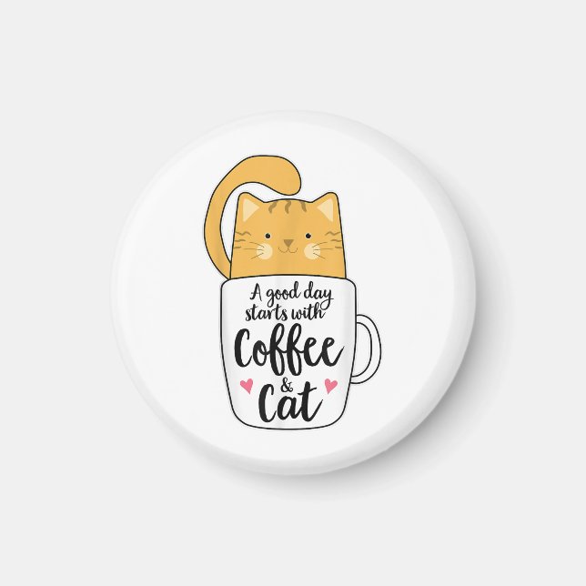 Funny Orange Cat Coffee Mug Cat Lover  Magnet (Front)