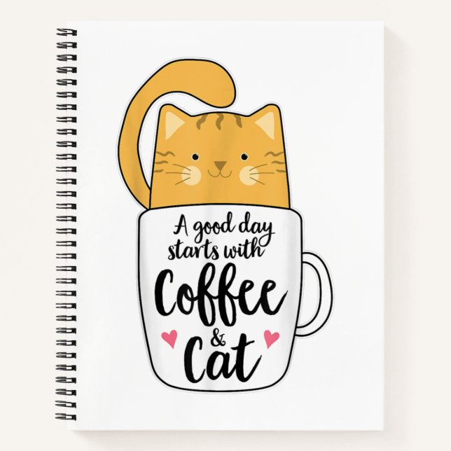 Funny Orange Cat Coffee Mug Cat Lover  Notebook (Front)