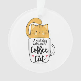 Funny Orange Cat Coffee Mug Cat Lover  Ornament