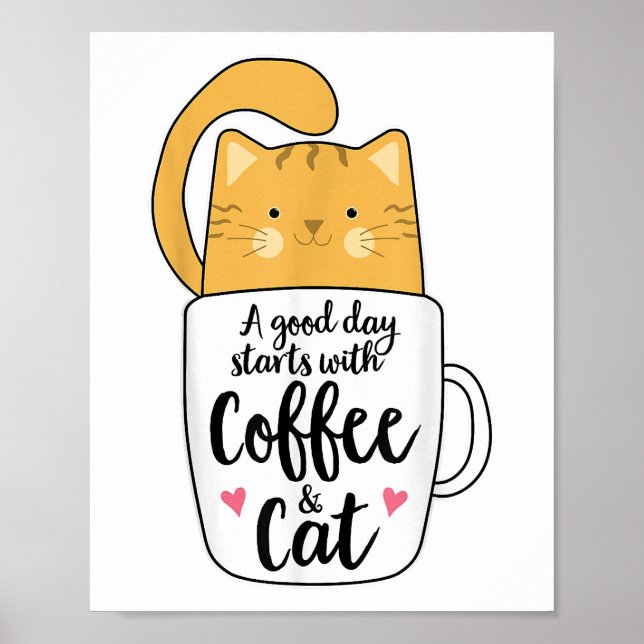 Funny Orange Cat Coffee Mug Cat Lover  Poster (Front)