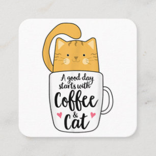 Funny Orange Cat Coffee Mug Cat Lover Square Business Card