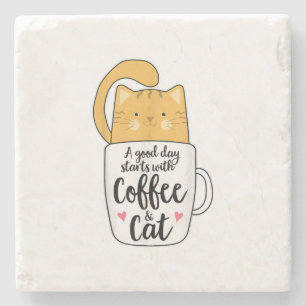 Funny Orange Cat Coffee Mug Cat Lover  Stone Coaster